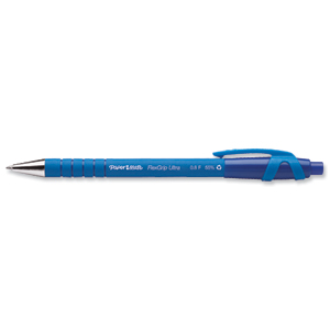 Paper Mate Flexgrip Retractable Ball Pen Fine 0.8mm Tip 0.3mm Line Blue Ref S0190303 [Pack 12]