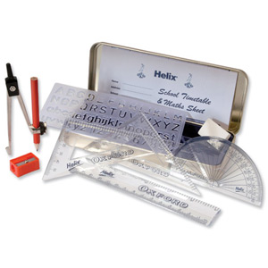 Helix Oxford Maths Set includes Various Stationery Items and Storage Tin Ref B43000 Ident: 106E