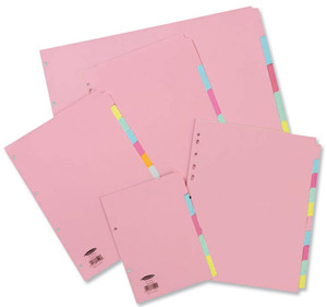 Concord Subject Dividers 230 Micron 20-Part A4 4x5 Colours Assorted Ref 74099/J40 Ident: 245C