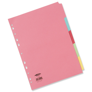 Concord Commercial Subject Dividers 5-Part A4 Assorted Ref 51099