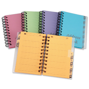 Telephone Address Book Wirebound 13 Part A-Z Bright Assorted