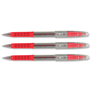 Pentel Superb Grip Ball Pen 1.0mm Tip 0.5mm Line Red Ref BK401M-B [Pack 12]