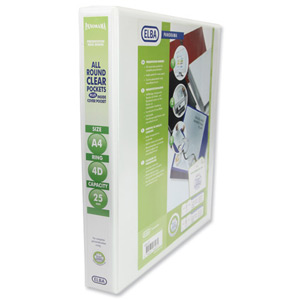 Elba Panorama Presentation Binder PVC 3 Cover Pockets 4 D-Ring 25mm A4 White Ref 400001391 [Pack 10] Ident: 221A