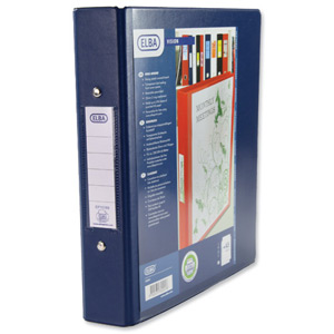 Elba Vision Ring Binder PVC with Clear Front Pocket 2 O-Ring Size 25mm A5 Blue Ref 100080882 Ident: 218A