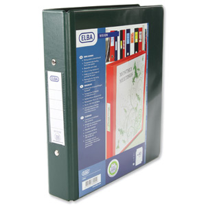 Elba Vision Ring Binder PVC with Clear Front Pocket 2 O-Ring Size 25mm A5 Green Ref 100080883 Ident: 218A