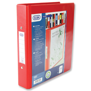 Elba Vision Ring Binder PVC with Clear Front Pocket 2 O-Ring Size 25mm A5 Red Ref 100080884 Ident: 218A