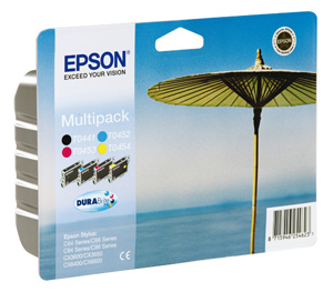 Epson T0445 Inkjet Cartridge DURABrite Parasol Black/Cyan/Magenta/Yellow Ref C13T04454010 [Pack 4] Ident: 803H