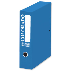 Rexel Colorado Box File with Lock Spring 70mm Spine Foolscap Blue Ref 30413EAST [Pack 5] Ident: 231D