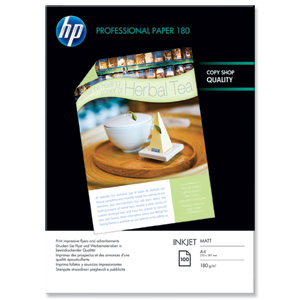 Hewlett Packard [HP] Superior Inkjet Paper Matt 180gsm A4 Ref Q6592A [100 Sheets] Ident: 786E