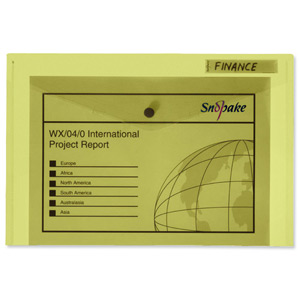 Snopake Polyfile Classic Wallet File Polypropylene Foolscap Yellow Ref 11153 [Pack 5] Ident: 195B