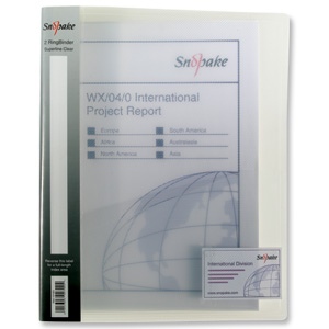 Snopake Superline Ring Binder Polypropylene 2 O-Ring 25mm Size A4 Clear Ref 10183 [Pack 10]