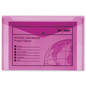 Snopake Polyfile Electra Wallet File Polypropylene Foolscap Pink Ref 11163 [Pack 5] Ident: 195B