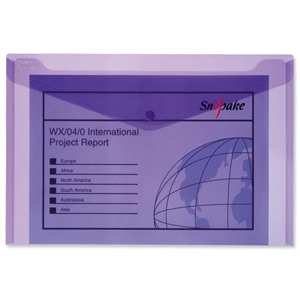 Snopake Polyfile Electra Wallet File Polypropylene Foolscap Purple Ref 11162 [Pack 5] Ident: 195B