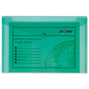 Snopake Polyfile Electra Wallet File Polypropylene Foolscap Green Ref 11160 [Pack 5]