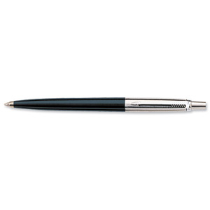 Parker Jotter Ball Pen Durable Black with Steel and Chrome Trim Line 1.0mm Blue Ink Ref S0881180