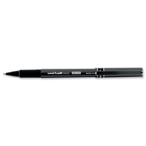 Uni-ball UB155 Micro Deluxe Rollerball Pen Ultra Fine 0.5mm Tip 0.2mm Line Black Ref UB155BLK [Pack 12] Ident: 72C