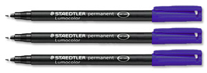 Staedtler 313 Lumocolor Pen Permanent Superfine 0.4mm Blue Ref 313-3 [Pack 10] Ident: 95D