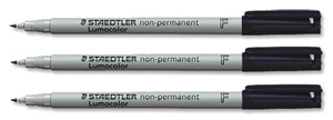 Staedtler 316 Lumocolor Pen Non-permanent Fine 0.6mm Line Black Ref 316-9 [Pack 10] Ident: 95B