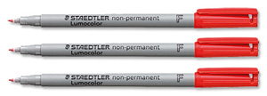 Staedtler 316 Lumocolor Pen Non-permanent Fine 0.6mm Line Red Ref 316-2 [Pack 10] Ident: 95B