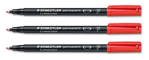 Staedtler 318 Lumocolor Pen Permanent Fine 0.6mm Red Ref 318-2 [Pack 10] Ident: 95D