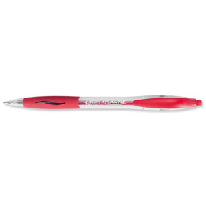 Bic Atlantis Ball Pen Retractable Cushioned Grip 1.0mm Tip 0.4mm Line Red Ref 887133 [Pack 12]