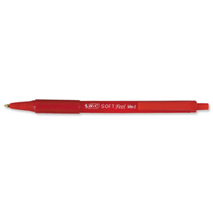 Bic SoftFeel Clic Pen Retractable Rubberised Barrel 1.0mm Tip 0.3mm Line Red Ref 837399 [Pack 12] Ident: 81F