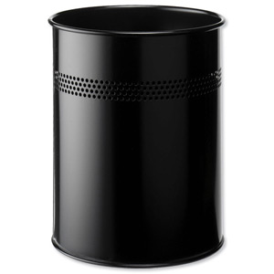 Durable Bin Round Metal 30mm Perforated 15 Litres Black Ref 3300/01 Ident: 336E