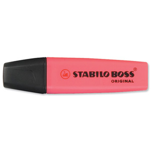 Stabilo Boss Highlighters Chisel Tip 2-5mm Line Red Ref 70/40/10 [Pack 10] Ident: 99A