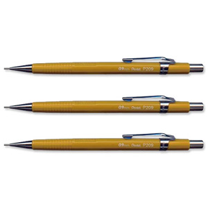 Pentel Automatic Pencil Plastic Steel-lined with 6 x HB 0.9mm Lead Ref P209-G [Pack 12] Ident: 100c