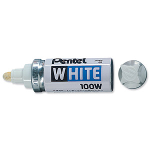 Pentel Permanent Marker Valve-controlled Bullet Tip Broad 6mm White Ref X100W [Pack 12]
