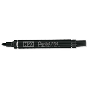 Pentel N50 Permanent Marker Bullet Tip 1.5-2mm Line Black Ref N50-A [Pack 12]
