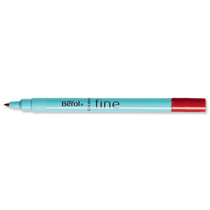 Berol Colour Fine Pen with Washable Ink 0.6mm Line Red Ref S0376440 [Wallet 12] Ident: 105F