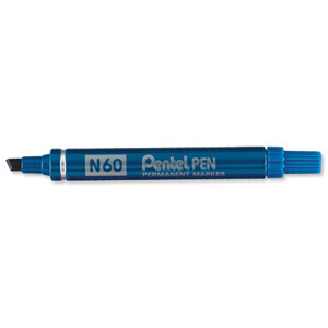 Pentel N60 Permanent Marker Chisel Tip Max.6mm Line Blue Ref N60-C [Pack 12]