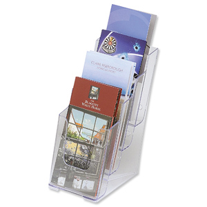 Literature Display Holder Multi Tier for Wall or Desktop 4 x 1/3xA4 Pockets Clear Ident: 291D