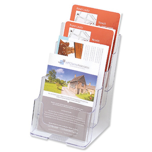 Literature Display Holder Multi Tier for Wall or Desktop 4 x A5 Pockets Clear Ident: 291D