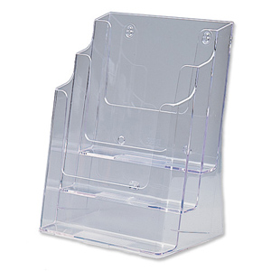 Literature Display Holder Multi Tier for Wall or Desktop 3 x A4 Pockets Clear