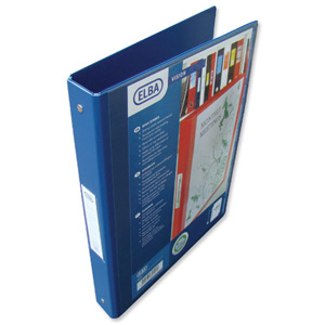 Elba Vision Ring Binder PVC with Clear Front Pocket 2 O-Ring Size 25mm A4 Blue Ref 100080886 [Pack 10]