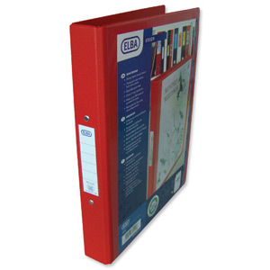 Elba Vision Ring Binder PVC with Clear Front Pocket 2 O-Ring Size 25mm A4 Red Ref 100080890 [Pack 10] Ident: 218A