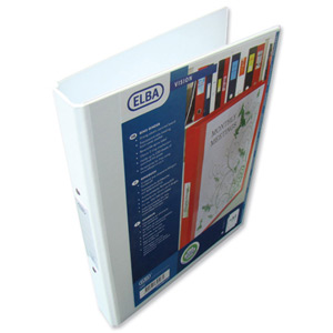 Elba Vision Ring Binder PVC with Clear Front Pocket 2 O-Ring Size 25mm A4 White Ref 100080889 [Pack 10] Ident: 218A