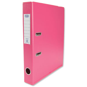 Elba Mini Lever Arch File PVC 50mm Spine A4 Pink Ref 100082433 [Pack 10]