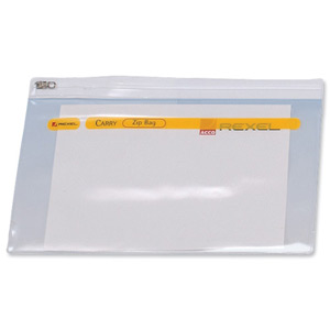 Rexel Carry Zip Bag Heavyweight PVC Clear with Coloured Seal A3 Assorted Ref 2100418 [Pack 5] Ident: 196G