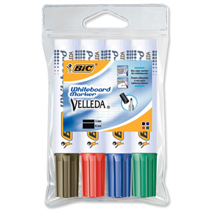 Bic 1781 Whiteboard Marker Chisel Tip Line Width 3.5-5.5mm Assorted Ref 119900178 [Pack 4] Ident: 97H