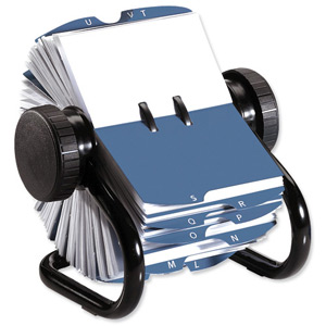 Rolodex Classic 200 Rotary Business Card Index File with 200 Sleeves 24 A-Z Index Tabs Black Ref 67236