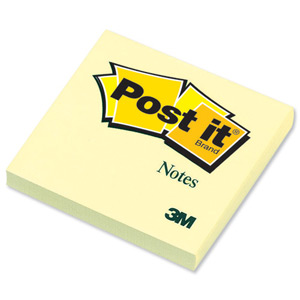 Post-it Canary Yellow Notes Pad of 100 Sheets 76x76mm Ref 654YE [Pack 12] Ident: 63F