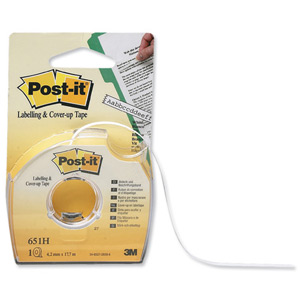 Post-it Labelling and Cover-up Tape Repositionable for 1 Line W4.2mm Ref 651H [Pack 24] Ident: 113H