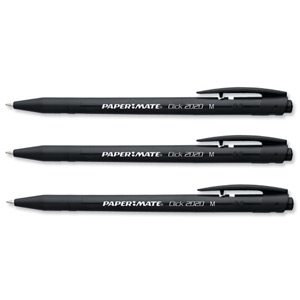 Paper Mate Click 2020 Ball Pen Retractable Medium Black Ref S0685780 [Pack 20]