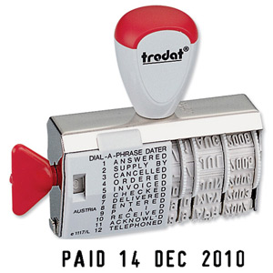 Trodat 1117 Dial-A-Word Line Dater Stamp Single-line Ref 54345