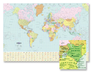 Map Marketing World Political Map Unframed W1236xH866mm Ref BEX