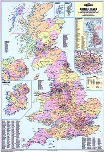 Map Marketing Counties Districts Unitary Authorities Map Unframed 12.5 Miles/inch W830xH1200mm Ref BIC Ident: 498B