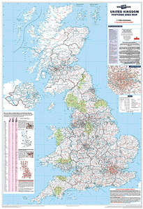 Map Marketing Postcode Areas Map Unframed 12.5 Miles/inch Scale W830xH1200mm Ref BIPA Ident: 498A